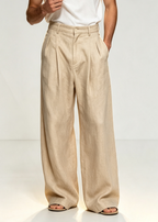 Men's Old Money Linen Wide Leg Trousers | Breathable Casual Pants