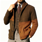 Patchwork Collar Knit Cardigan