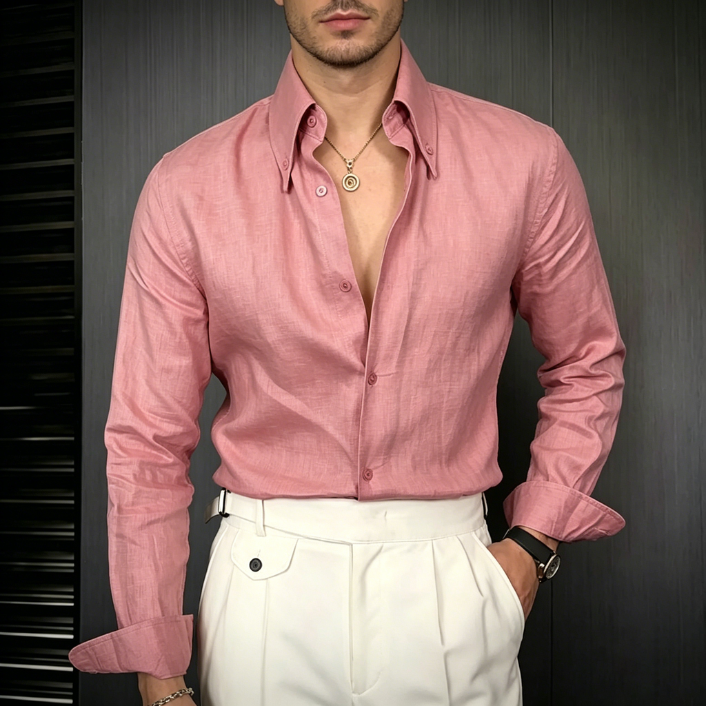 Men's Premium Solid Color Casual Slim-Fit Shirt