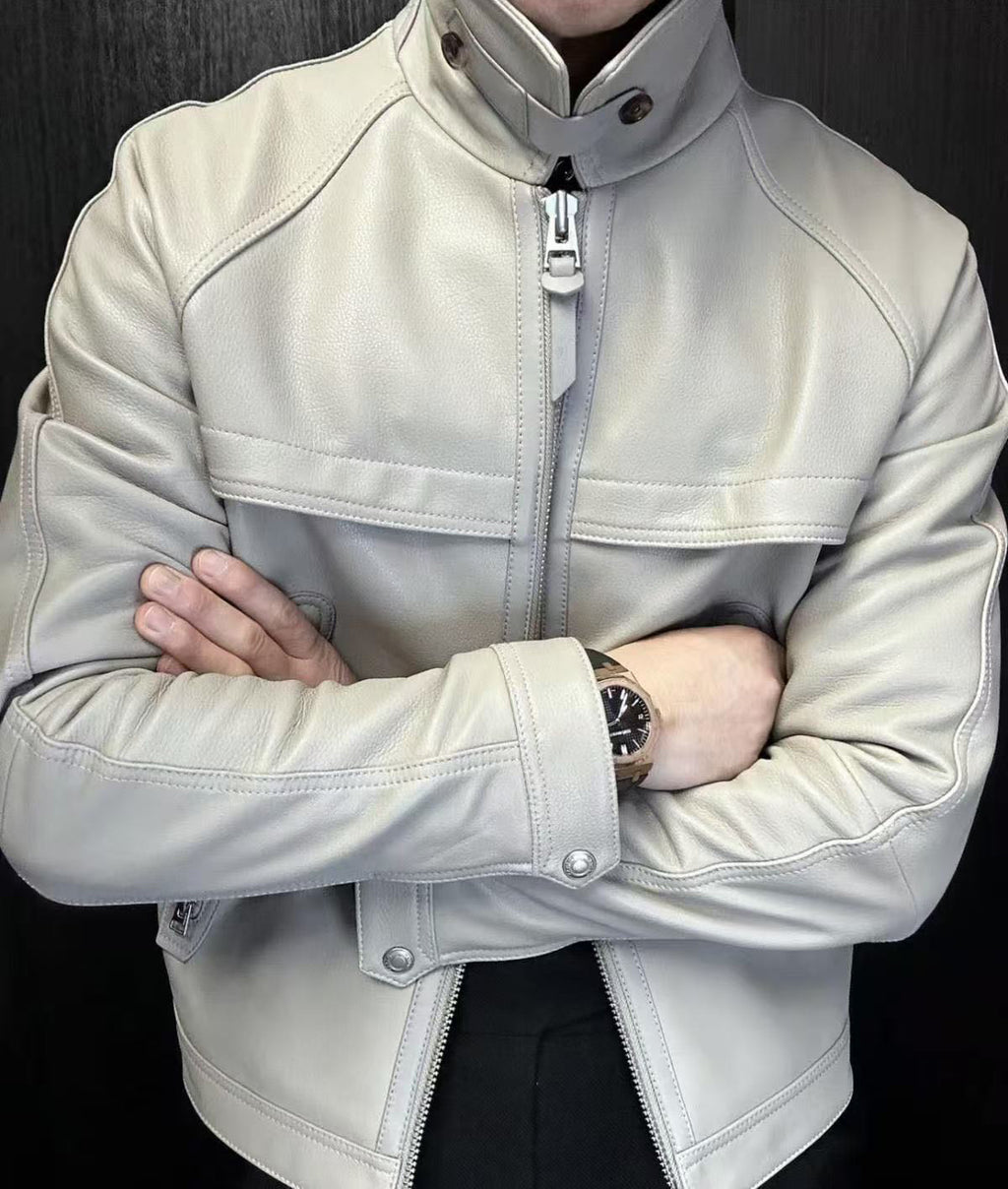 Men’s Casual Lapel Moto Leather Jacket