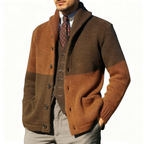 Patchwork Collar Knit Cardigan