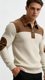 Men’s Half-Zip Lapel Pullover Sweatshirt