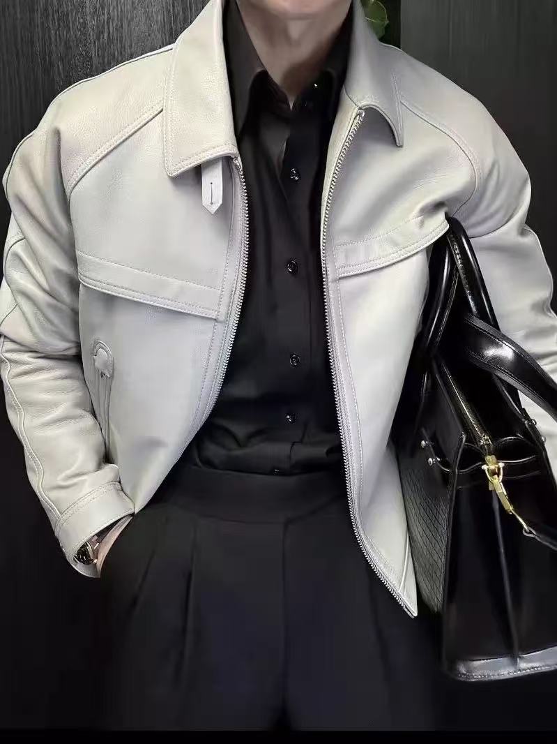 Men’s Casual Lapel Moto Leather Jacket