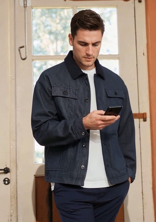 Denim Blue Utility Workwear Jacket