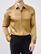 Premium Wrinkle-Textured Silky Long-Sleeve Shirt