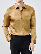 Premium Wrinkle-Textured Silky Long-Sleeve Shirt