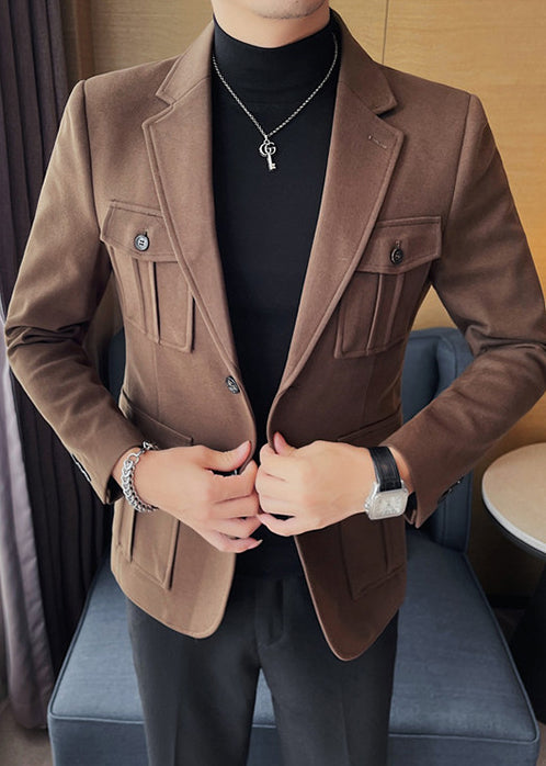 Men’s Wool-Blend Short Coat – Fall/Winter Korean Style Casual Tailored Jacket