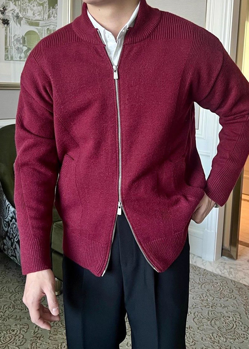 Men’s Knitted Cardigan Jacket — Breathable Business Casual Sweater, Soft, Elastic & Wrinkle-Free