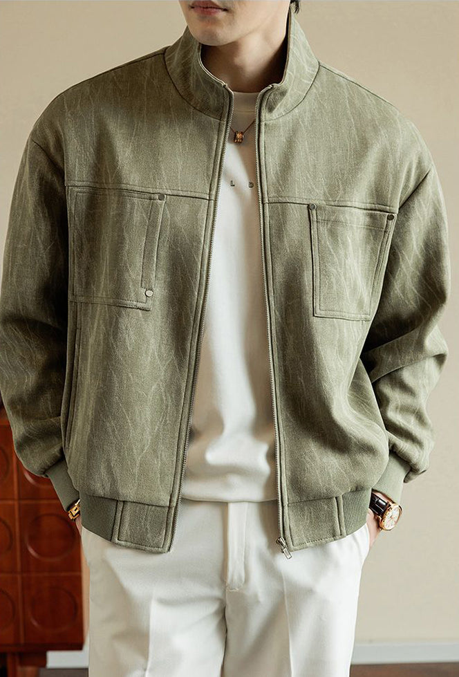 Retro Stand Collar Casual Jacket