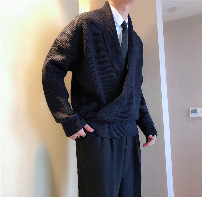 V-neck Shawl Collar Pullover Sweater