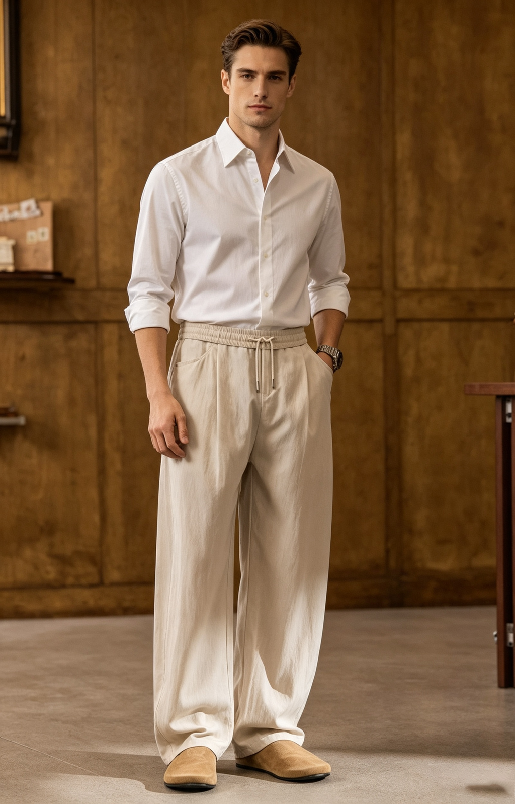 Men's Old Money Lyocell Tencel Straight-Leg Casual Trousers