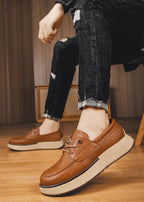 Men’s Thick-Soled Slip-On Loafers — British Style Business Shoes