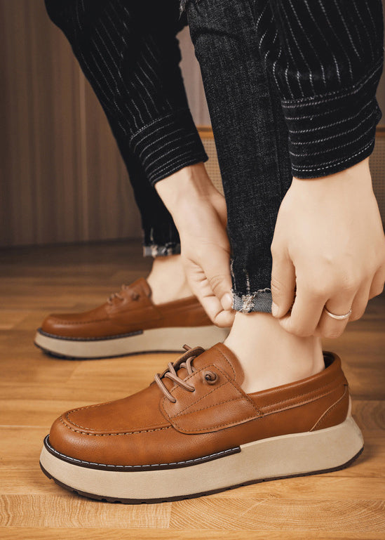 Men’s Thick-Soled Slip-On Loafers — British Style Business Shoes