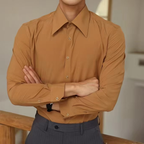 French-Inspired Imperial Collar Dress Shirt for Men – Long-Sleeve Anti-Wrinkle Elegant Point Collar Shirt