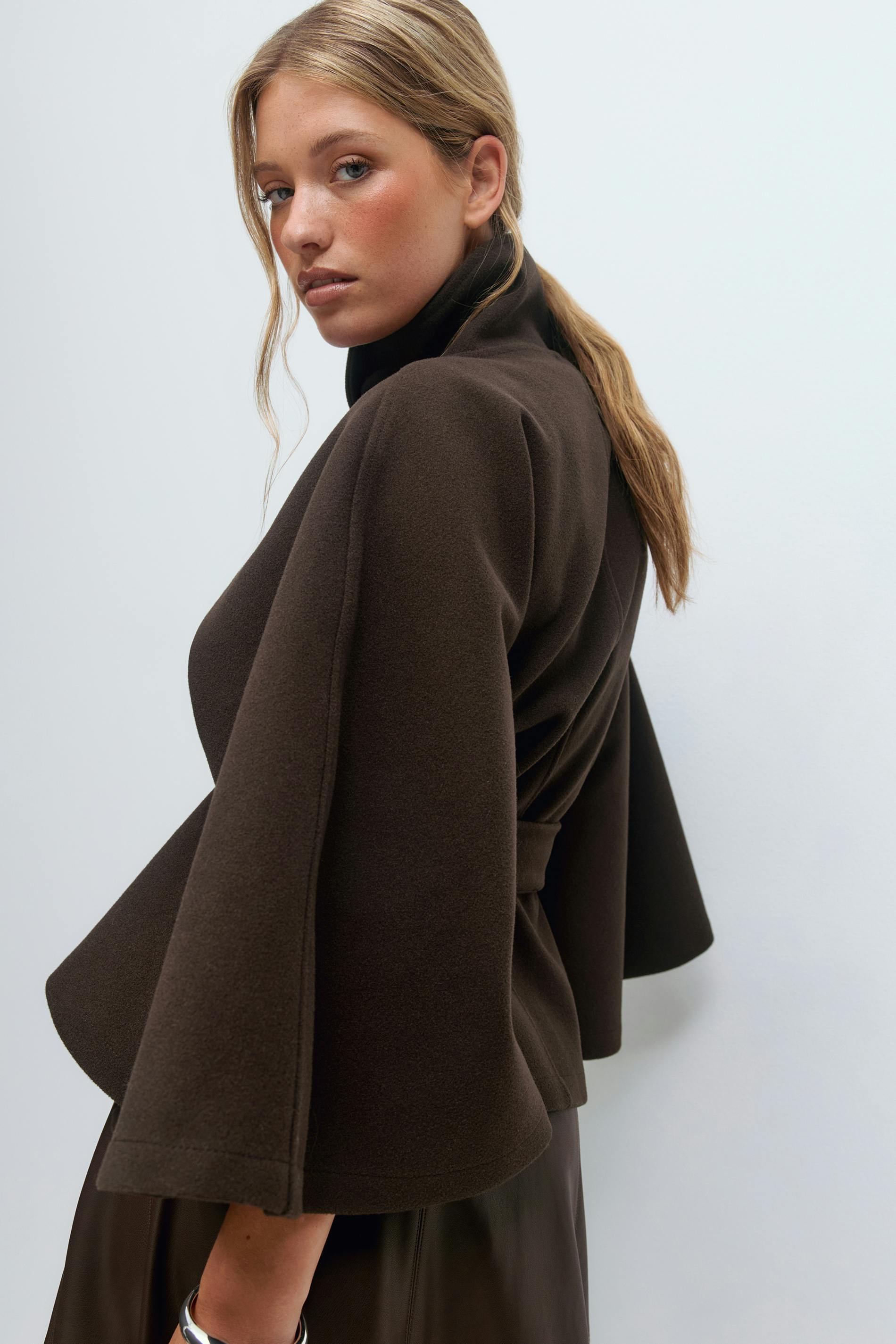Elegant Belted Cape Coat for Women