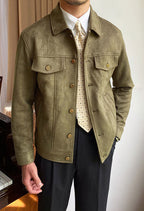 Suede Lapel Casual Jacket