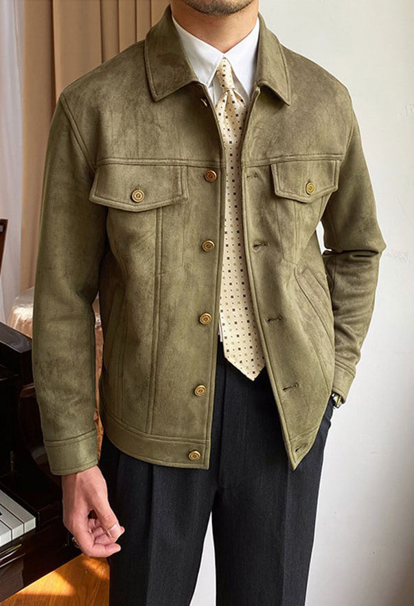 Suede Lapel Casual Jacket
