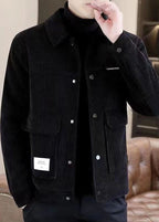 Corduroy Men’s Workwear Collar Jacket – Thickened Fall/Winter Short Street Style Coat