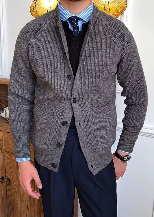 Men’s Premium Knit Cardigan – Smart Casual Layer for Fall & Winter