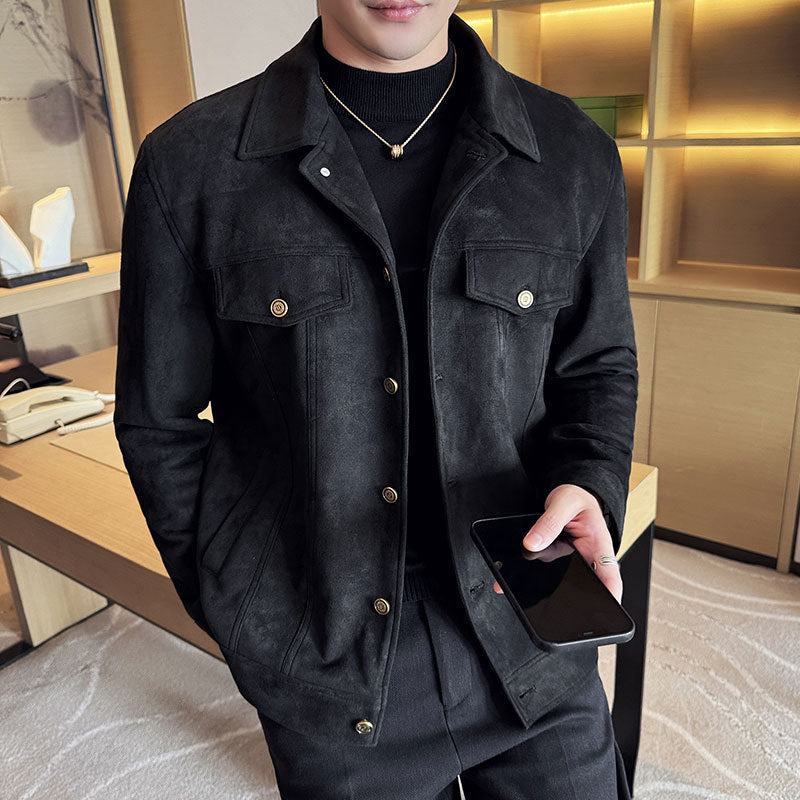 Suede Lapel Casual Jacket