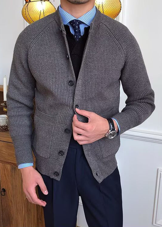 Men’s Premium Knit Cardigan – Smart Casual Layer for Fall & Winter