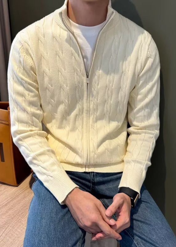 Men’s Textured Half-Zip Knit Cardigan – Elegant Urban Style for Fall & Winter