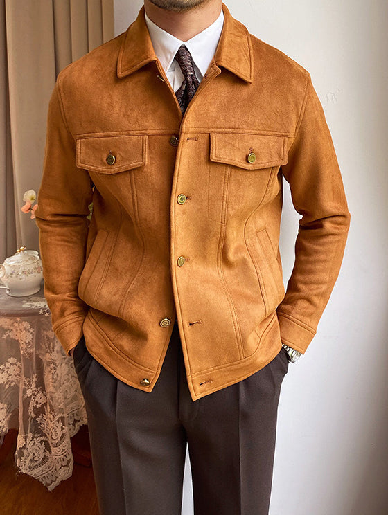 Suede Lapel Casual Jacket