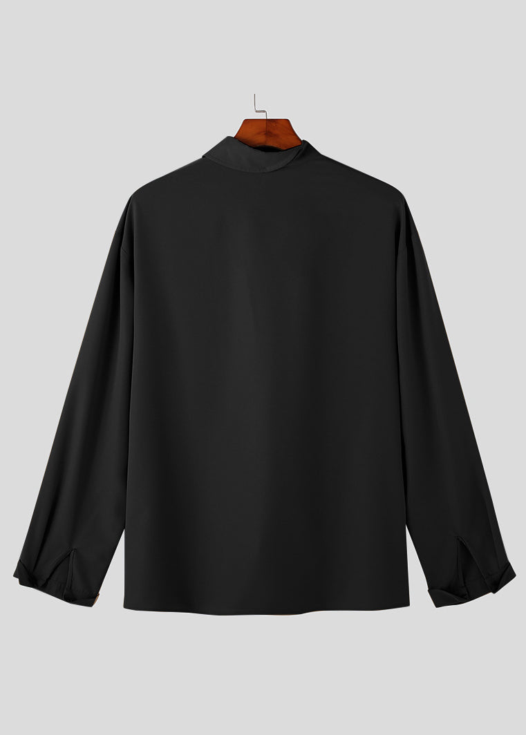 Avant-Garde Asymmetric Collar Button-Up Shirt - French Style Deconstructed Runway Shirt