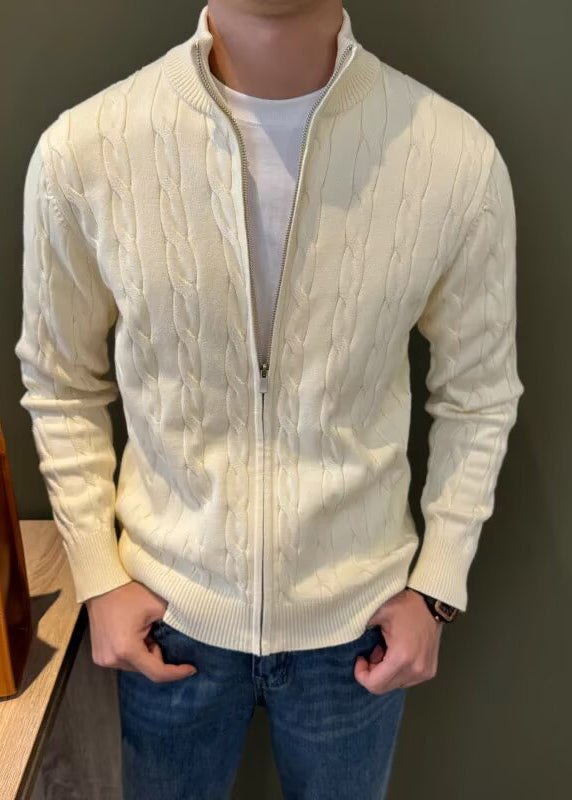 Men’s Textured Half-Zip Knit Cardigan – Elegant Urban Style for Fall & Winter
