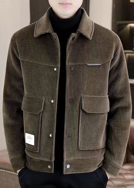 Corduroy Men’s Workwear Collar Jacket – Thickened Fall/Winter Short Street Style Coat