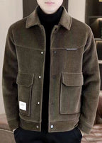 Corduroy Men’s Workwear Collar Jacket – Thickened Fall/Winter Short Street Style Coat