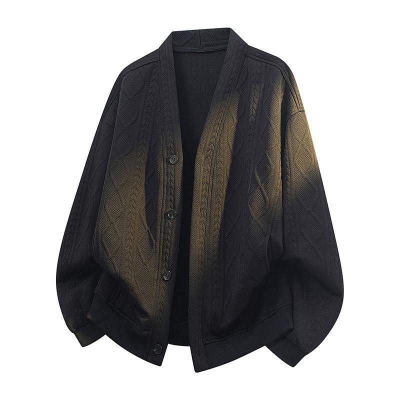 Men’s Double-Layer Cable Knit Cardigan Jacket – Casual Smart Streetwear Outerwear