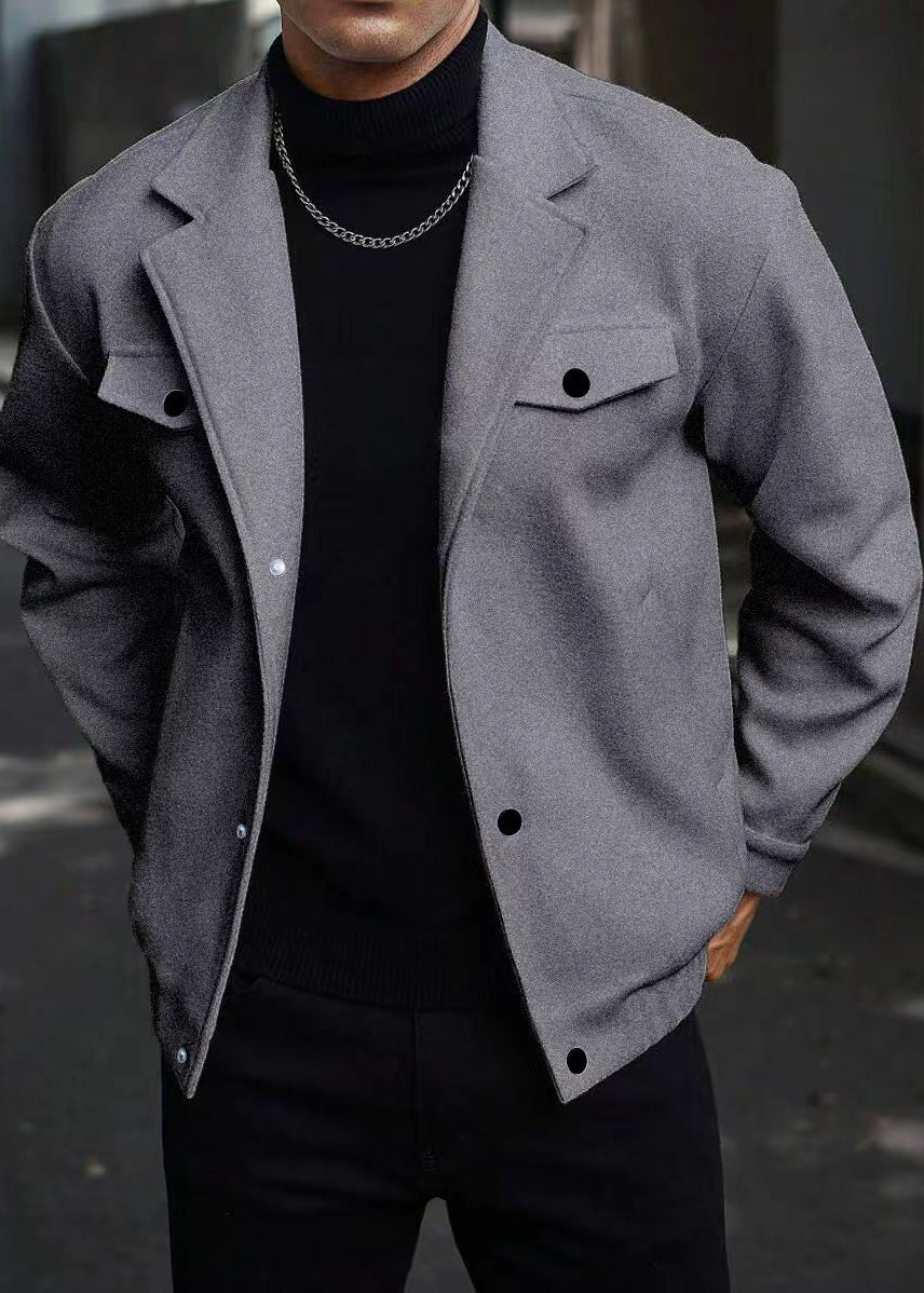 Men’s Casual Wool-Blend Relaxed Fit Overshirt Jacket – Soft Handle, Structured Look, Everyday Warmth