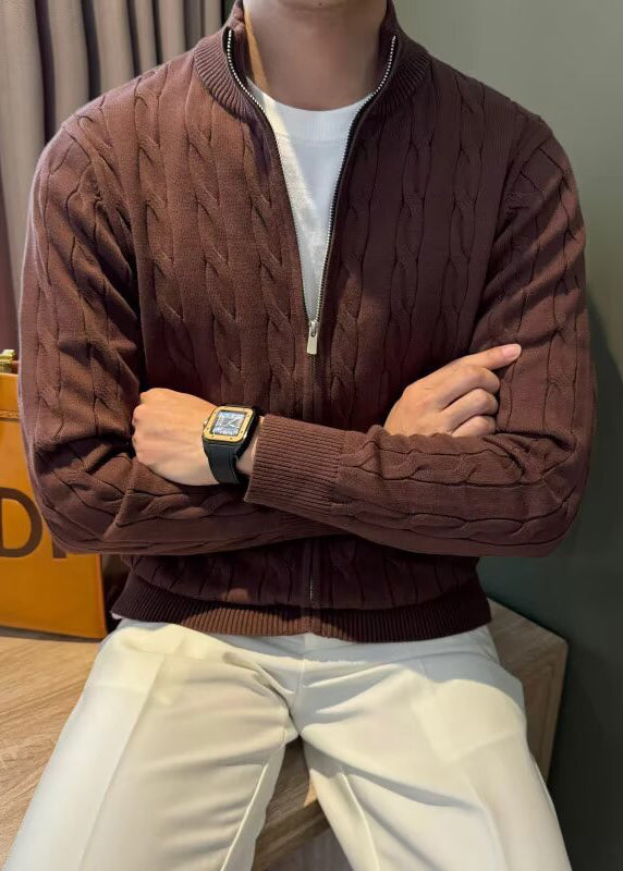 Men’s Textured Half-Zip Knit Cardigan – Elegant Urban Style for Fall & Winter