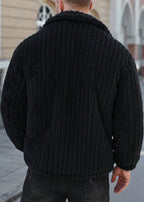Men’s Plush Fleece Collar Jacket – Warm, Soft & Casual Winter Outerwear