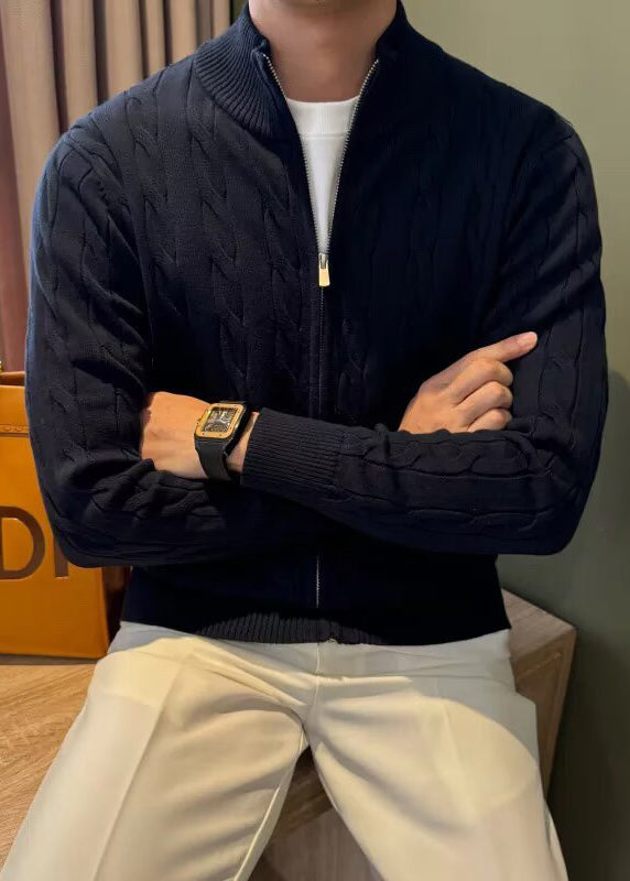 Men’s Textured Half-Zip Knit Cardigan – Elegant Urban Style for Fall & Winter