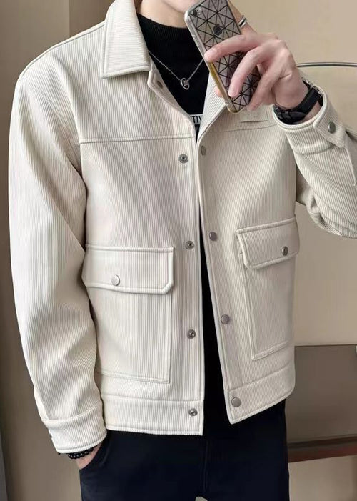 Corduroy Men’s Workwear Collar Jacket – Thickened Fall/Winter Short Street Style Coat