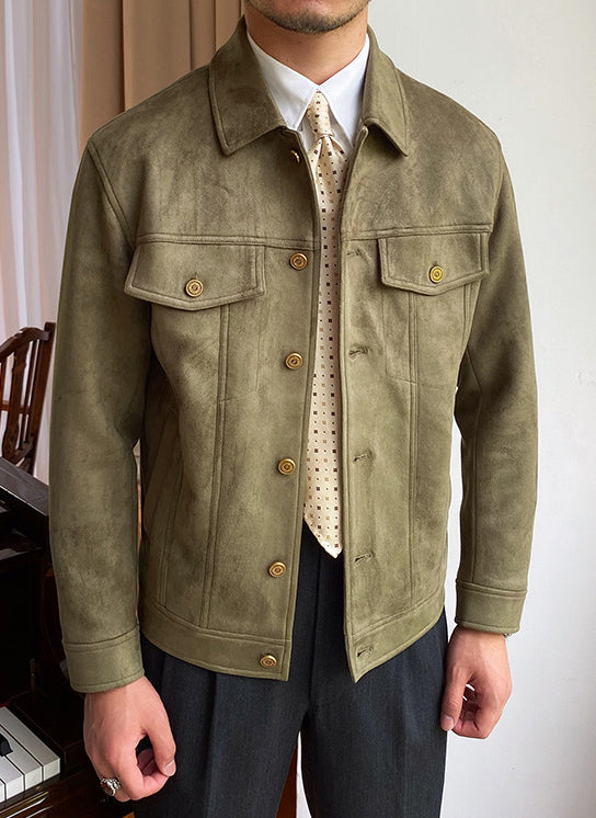 Suede Lapel Casual Jacket