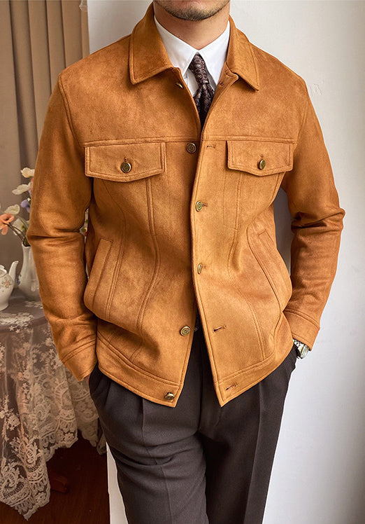 Suede Lapel Casual Jacket