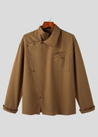 Avant-Garde Asymmetric Collar Button-Up Shirt - French Style Deconstructed Runway Shirt