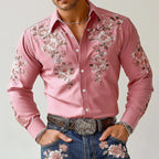 Men's Western Floral Heritage Slim-Fit Shirt - Premium 4-Way Stretch