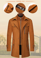 Men’s Winter Wool Blend Double‑Collar Overcoat – Business & Everyday Cold‑Weather Coat