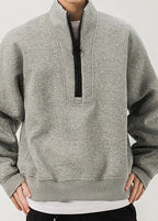 Men’s Oversized Half-Zip Stand Collar Sweatshirt – Streetwear High Street Winter Pullover