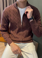 Men’s Textured Half-Zip Knit Cardigan – Elegant Urban Style for Fall & Winter