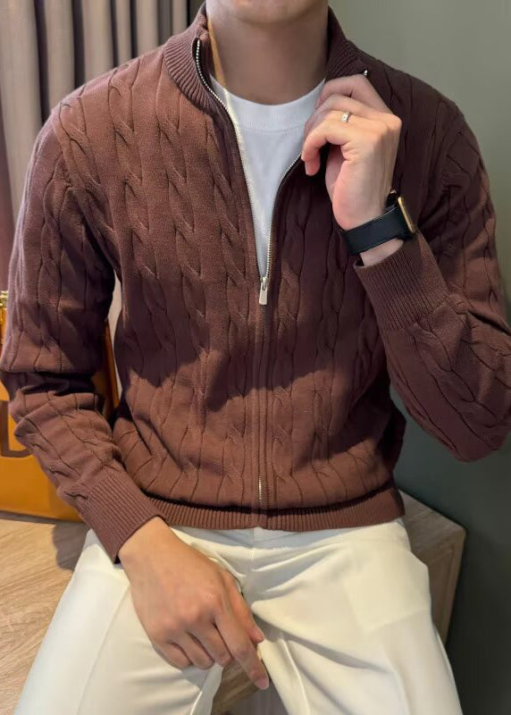 Men’s Textured Half-Zip Knit Cardigan – Elegant Urban Style for Fall & Winter