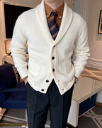 Shawl Collar Knit Cardigan for Men – Retro Business Casual Winter Sweater
