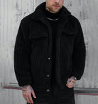 Men’s Plush Fleece Collar Jacket – Warm, Soft & Casual Winter Outerwear