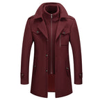 Men’s Winter Wool Blend Double‑Collar Overcoat – Business & Everyday Cold‑Weather Coat