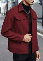 Mens Wool-Blend Collar Jacket – Fall/Winter Casual Business Sport Outerwear