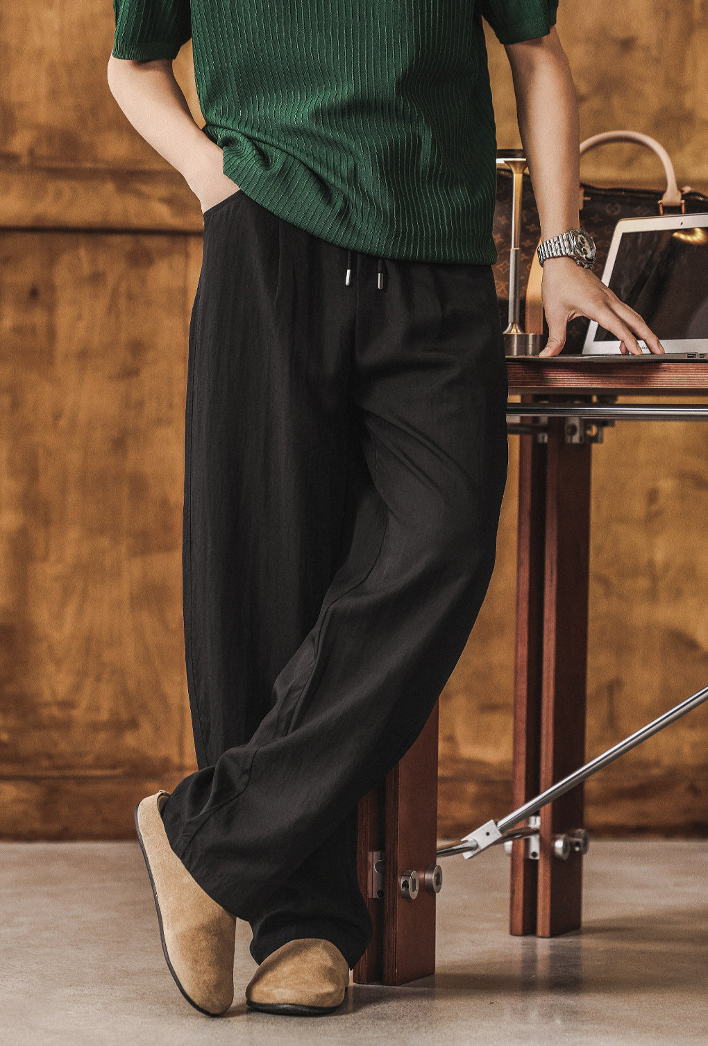 Men's Old Money Lyocell Tencel Straight-Leg Casual Trousers